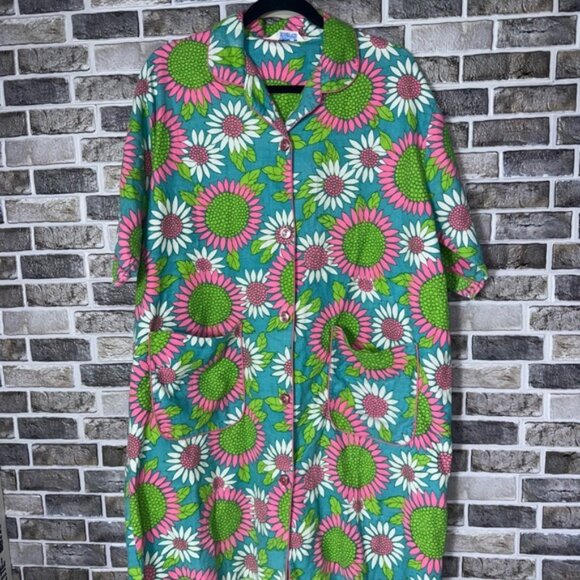 PM Lounge Retro VTG‎ Floral Night Shirt Cotton Multi Color Women’s Size M/L - Picture 1 of 7